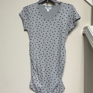 Grey and Black Polka Dot Maternity Top